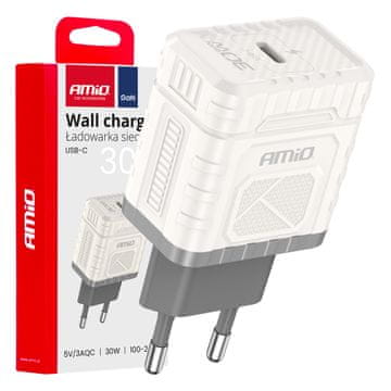 slomart Mrežni punjač AMiO Quick Charge GaN PD 30W, USB-C