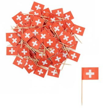 Papstar Čačkalice za bankete sa švicarskom zastavom. 8 cm, 100 kom.