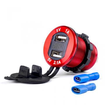 AMIO Vodootporni punjač s ispitivačem napona 2x USB 12V 24V MOD-11 -02861