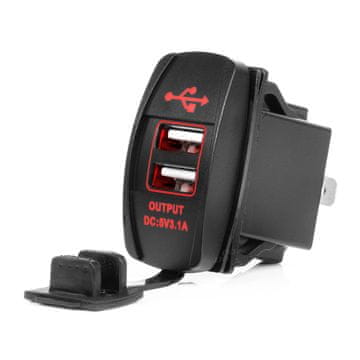 AMIO Auto punjač s USB priključcima, vodootporan, u obliku broda, 2x USB 12V 24V -04228