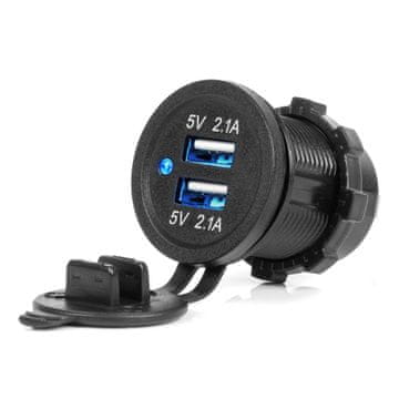 AMIO Auto punjač s USB utičnicama vodootporni 4.2A 2xUSB 12V 24V -04217