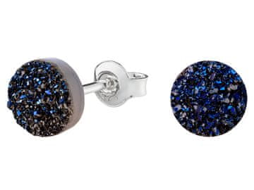 Seijou Srebrne Druzy naušnice s titanskim plavim naušnicama 6 mm