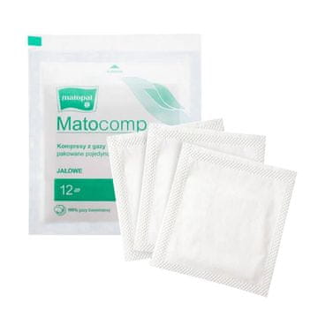 Matopat Sterilna kompresa 9x9 od gaze, 12 slojeva, 17 niti, Matocomp, pakiranje od 3 komada (svaka kompresa pojedinačno pakirana)