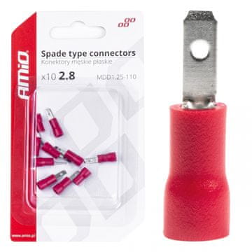 AMIO Izolirani muški ravni konektori 2,8 mm 0,5-1,5 mm2 10A 10 kom -03064