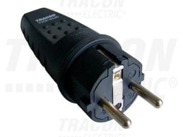 Tracon Electric Uni-schuko ravni gumeni utikač 16A