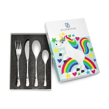 Zilverstad Dječji set pribora za jelo s gravurom - jednorog | Veličina: 160x170x160x130 mm | Šifra artikla: ZV4260070