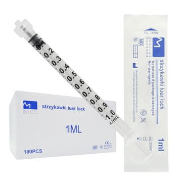 1ml Luer Lock šprica, 3-dijelna, 100 kom