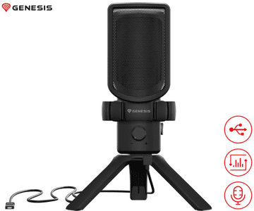 Genesis RADIUM 250 profesionalni mikrofon, 192kHz, USB-C, RGB, crni