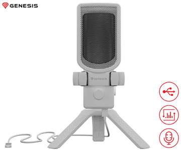 Genesis RADIUM 250 profesionalni mikrofon, 192kHz, USB-C, RGB, bijeli