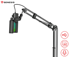 Genesis RADIUM 251 profesionalni mikrofon, 192kHz, USB-C, RGB, s držačem, crni