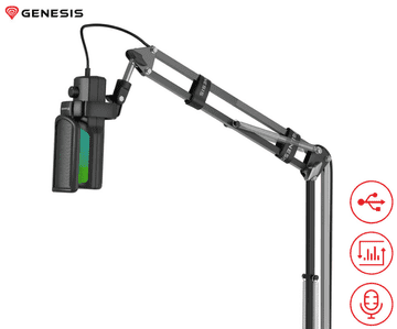 Genesis RADIUM 251 profesionalni mikrofon, 192kHz, USB-C, RGB, s držačem, crni
