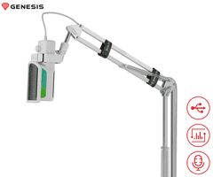 Genesis RADIUM 251 profesionalni mikrofon, 192kHz, USB-C, RGB, s držačem, bijeli