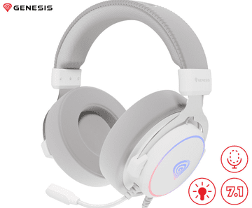 Genesis NEON 764 gamerske slušalice, 7.1, RGB, USB, bijele