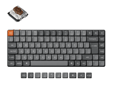Keychron K3 Max bežična mehanička tipkovnica niskog profila, Gateron smeđi prekidači, RGB, siva (K3M-H3-UK)