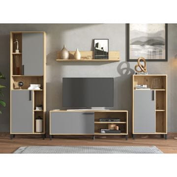 Homestyle4U Set namještaja za dnevni boravak 4-dijelna zidna jedinica 259x1925x38 cm smeđa