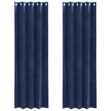 Vidaxl Zavjese za zamračivanje 2 pcs Tamno plava 140 x 225 cm Baršun