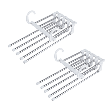 HOME & MARKER® Višenamjenska vješalica za hlače na 5 razina, ušteda prostora, metalna 1+1 set | S2MARTHANGER