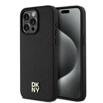 DKNY kožna monogramska MagSafe maskica za iPhone 15 Pro Max, crna