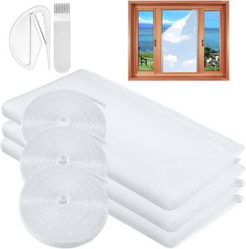 Nikcorp Komarnik za prozor samoljepljivi, zaštitna mreža protiv insekata, bijela, 130x150 cm, mogućnost rezanja i pranja, set od 2 komada
