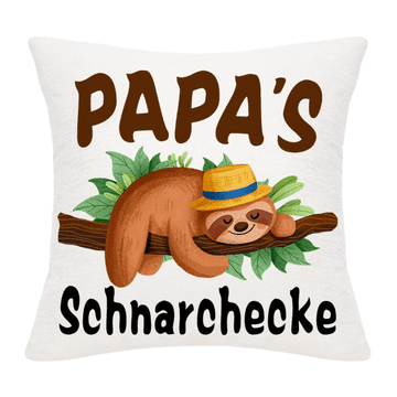 Nikcorp Ukrasna jastučnica za tatu s motivom ljenjivca, lanena navlaka za jastuk, bež boja, skriveni zatvarač, 45x45 cm, poklon za Dan očeva