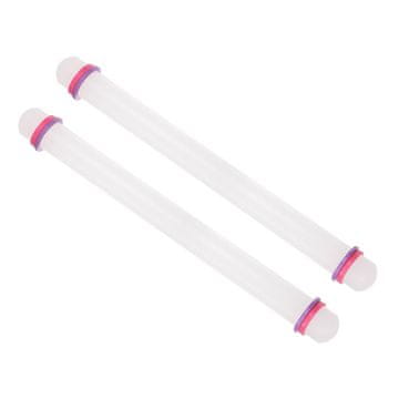 Nikcorp Valjak za fondan i šećernu masu, set od 2 komada, duljina 45 cm, s prstenovima za debljinu, neprijanjajući polipropilen (PP)