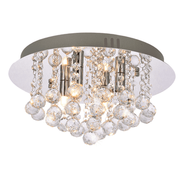 Nikcorp Viseća stropna svjetiljka s K9 kristalima, luster 35 cm, krom, 4xG9, moderna luksuzna plafonjera za dnevni boravak i blagovaonicu