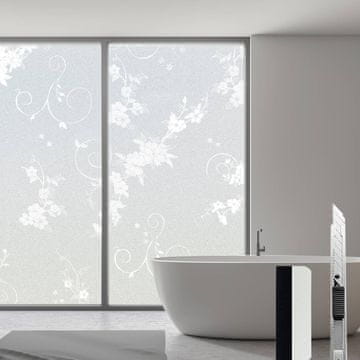 Nikcorp Folija za prozore mat, za privatnost, motiv orhideje, statičko prianjanje, UV zaštita, bijela boja, dimenzije 90 x 200 cm