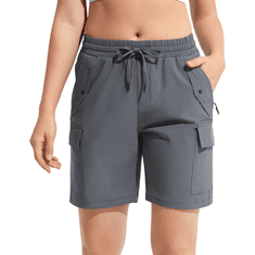 Nikcorp Ženske cargo kratke hlače sportske za trekking i trening, lagane i brzosušeće, sa šest džepova, sive boje, veličina M