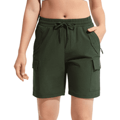 Nikcorp Ženske cargo kratke hlače sportske za trekking i trening, lagane i brzosušeće s džepovima, zelene, veličina XXXL