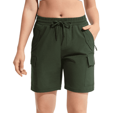 Nikcorp Ženske cargo kratke hlače sportske za trekking i trening, lagane i brzosušeće s džepovima, zelene, veličina XXXL