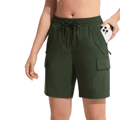 Nikcorp Ženske cargo kratke hlače sportske za trekking i trening, lagane i brzosušeće s džepovima, zelene, veličina XXXL