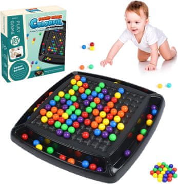 Nikcorp Logička igra na ploči sa šarenim kuglicama, edukativna slagalica za razvoj inteligencije, 80 elemenata, za djecu 6+ godina