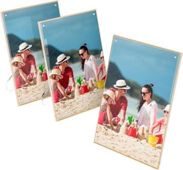 Nikcorp Akrilni okvir za slike i certifikate magnetni, 21,6 x 28 cm, zlatni rub, UV zaštita, samostojeći, set 3 komada