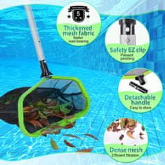 Nikcorp Mrežica za čišćenje bazena duboka i dvoslojna, ojačani aluminijski okvir, univerzalna najlonska mreža za lišće i nečistoće