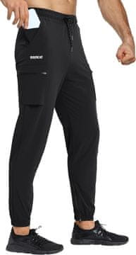 Nikcorp Muške cargo sportske hlače za trening s patentnim džepovima, elastične pamučne trenirke za trčanje i teretanu, crne, veličina M