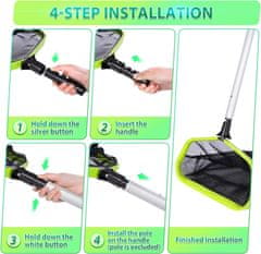 Nikcorp Mrežica za čišćenje bazena duboka i dvoslojna, ojačani aluminijski okvir, univerzalna najlonska mreža za lišće i nečistoće