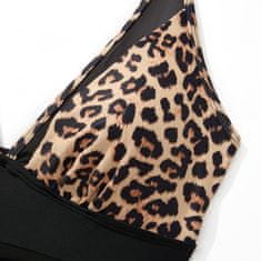 Nikcorp Jednodijelni kupaći kostim s V-izrezom, leopard uzorak, push up košarice, otvorena leđa i efekt oblikovanja struka, crni, XL