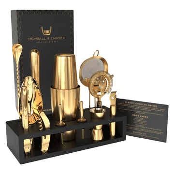 Nikcorp Barmenski set za koktele s profesionalnim shakerom od 750 ml, pribor od nehrđajućeg čelika, 11 dijelova, zlatna boja