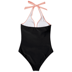 Nikcorp Jednodijelni kupaći kostim ženski s push-up efektom, oblikujući dizajn s naborima za trbuh, V-izrez, ružičasti, veličina S