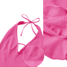 Nikcorp Ženski jednodijelni kombinezon bodi za oblikovanje tijela, bešavni rebrasti dizajn s otvorenim leđima, ružičasti, veličina L