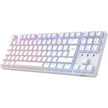 Nikcorp Mehanička gaming tipkovnica TKL, Hot-Swap, AZERTY raspored, RGB osvjetljenje, žična, bijela, kompaktna, za PC i laptop