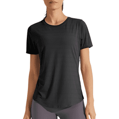 Nikcorp Ženska majica za jogu i trening, sportska brzosušeća majica kratkih rukava, prozračna, crna boja, veličina XL