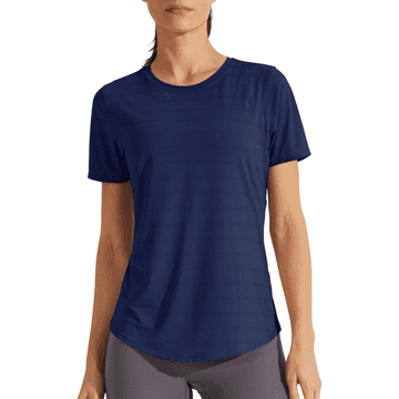 Nikcorp Ženska majica za jogu, trening i sport, elastična i brzosušeća, kratki rukavi, tamnoplava boja, veličina S