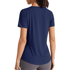 Nikcorp Ženska majica za jogu, trening i sport, elastična i brzosušeća, kratki rukavi, tamnoplava boja, veličina S