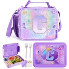 Nikcorp Kutija za ručak i termo torba za djevojčice, set za školu, 6 pretinaca, bento lunchbox 1330 ml, pribor za jelo, ružičasta