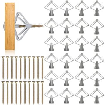 Nikcorp Leptir tipli za gips-kartonske ploče s vijcima od nehrđajućeg čelika, 13 x 35 mm, set od 50 komada (100 elemenata ukupno)