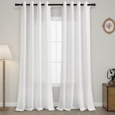 Nikcorp Lanene zavjese poluprozirne za dnevni boravak i kuhinju, bijela boja, 140x138 cm, 2 komada, rustikalni boho stil