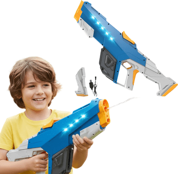 Nikcorp Električna puška na vodu automatska, 55 cm, veliki spremnik, punjiva USB baterija, ABS plastika, domet, plava boja