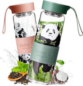 Nikcorp Staklena sportska boca za vodu, borosilikatno staklo, 620 ml, neoprenska navlaka, bez BPA, 3D reljef, set od 2 komada