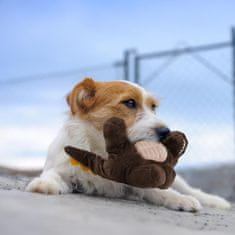 Nikcorp Plišana igračka za pse Dinosaur 20 cm, interaktivna zvučna žvakalica s piskalicom i šuškavim elementima, za njegu zubi i desni